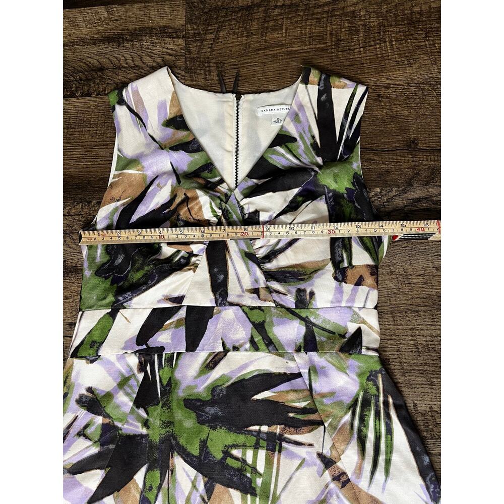 Banana Republic Linen Blend Sleeveless A-Line Floral Midi Dress - Size 0 - Picture 9 of 10